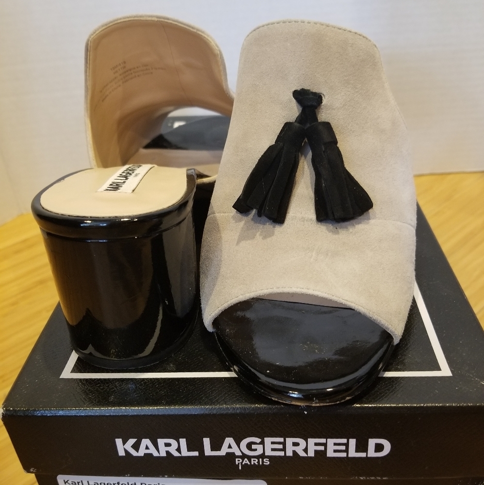Karl Lagerfeld Paris Suede Hettie mule/slides